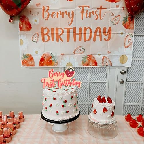 Strawberry Berry First Birthday Cake Topper
