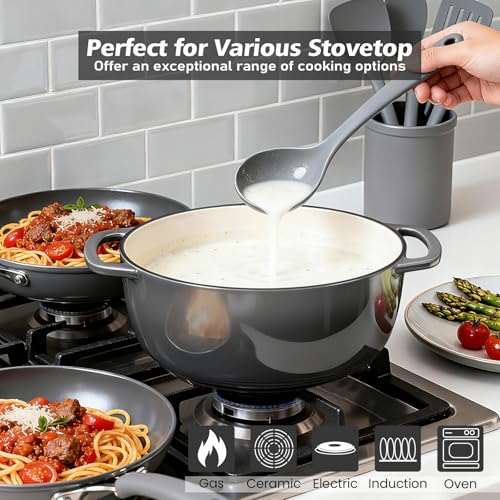 Enameled Cast Iron Dutch Oven (Grey)