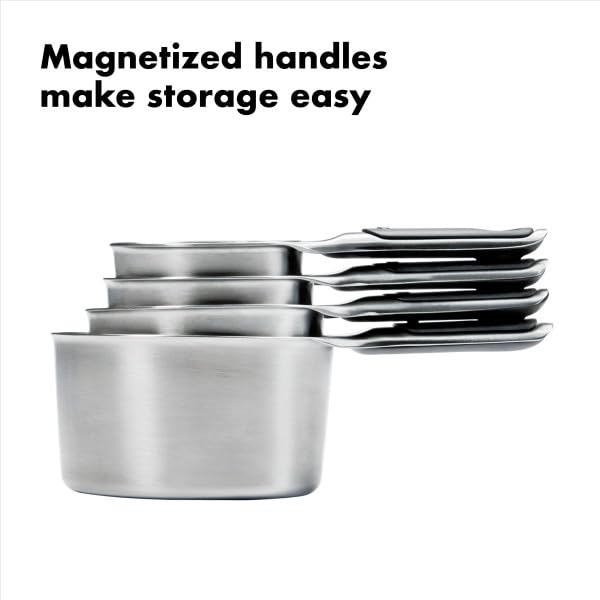 Good Grips 4 Piece Stainless Steel Measuring Cups with Magnetic Snaps (4 count / Cups)