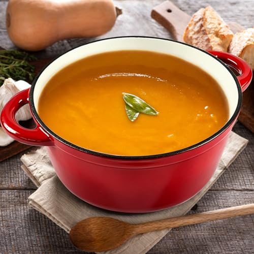 4.5 Quart Enameled Cast Iron Dutch Oven with Self (Red / 4.5QT)