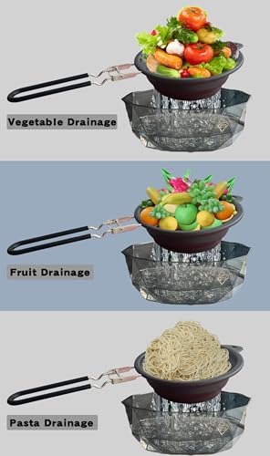 Silicone Collapsible Colander with Stainless Steel Handle
