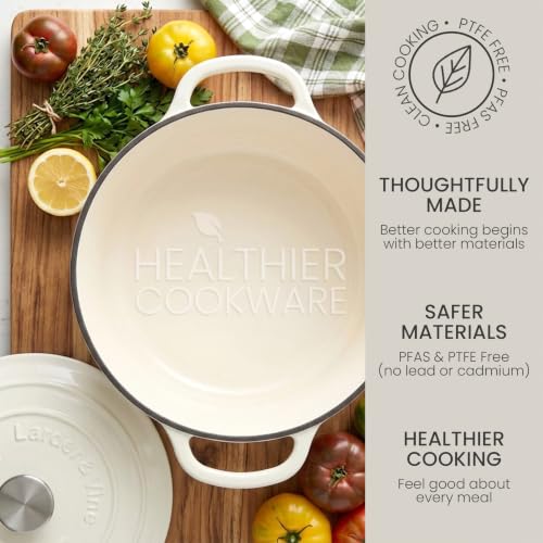 5.7 qt Enameled Cast Iron Dutch Oven Pot with Lid (White / 5.7 QT)