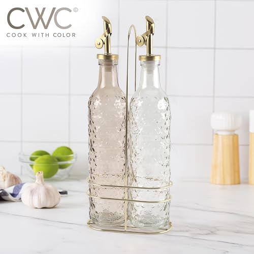 Glass Olive Oil Bottle Dispenser (Floral / Brown)
