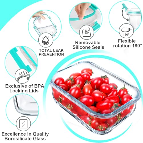 5 Pack 36 OZ Glass Meal Prep Containers