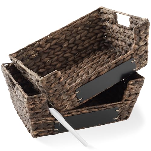 Set of 2 Water Hyacinth Seagrass Pantry Baskets with Handles