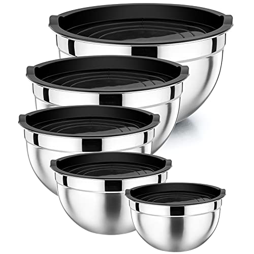 Metal Mixing Bowls with Lids Set (Black / Airtight Lids)