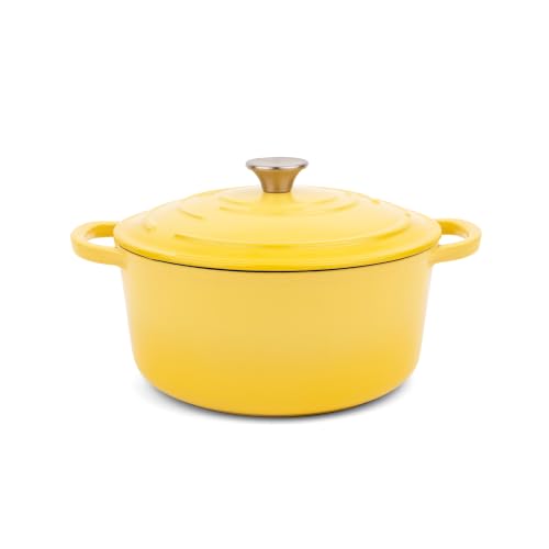 5.7 qt Enameled Cast Iron Dutch Oven Pot with Lid (Limoncello / 5.7 QT)