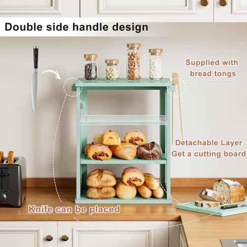 Bread Box for Kitchen Countertop (Green / Medium)