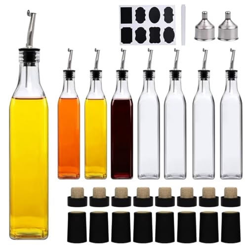 8Pcs 17oz Olive Oil Dispenser Bottle (17oz Stainless Steel Spout)