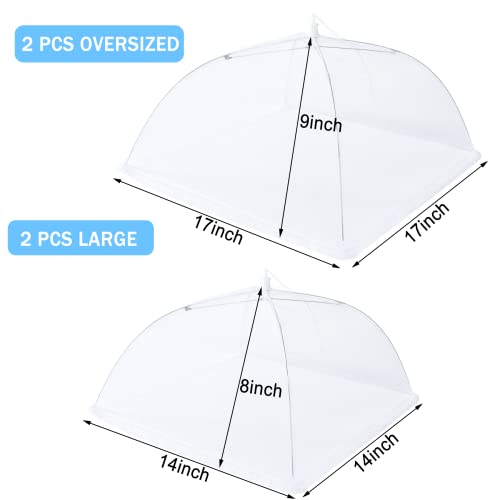 4 Pcs Large and Tall Mesh Food Cover Tent Umbrella Food Screen Covers for Outside Pop