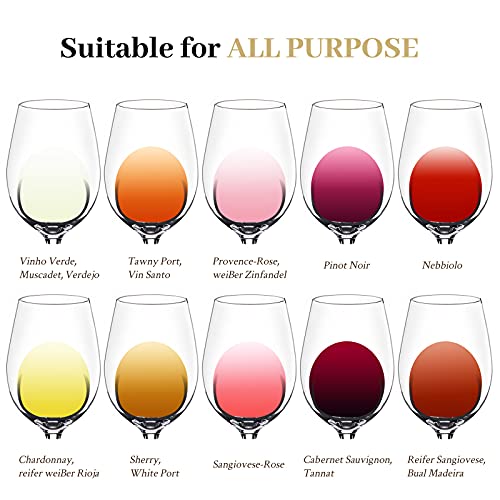 Hand Blown Italian Style Crystal White or Red Wine Glasses