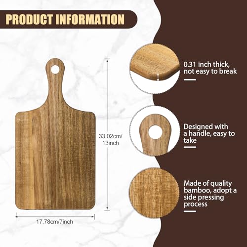 12 Pcs 13 x 7 Inch Acacia Wood Cutting Board with Handle (13"L x 7"W)