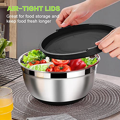 6 Piece Stainless Steel Mixing Bowls with Lids Set