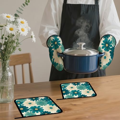 Abstract Daisy Flower Oven Mitts and Pot Holders