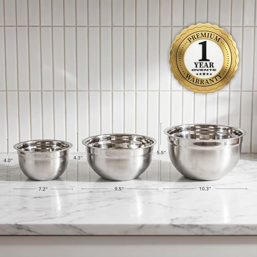 Stainless Steel Mixing Bowl Set of 3 with Lids (5, 3.5, and 1.5 Quarts / Mixing Bowl - Set of 3)