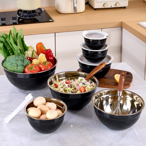 Gold Mixing Bowls with Lids Set of 7
