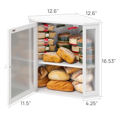 Corner Bread Box for Kitchen Counter (White / Extra Large)