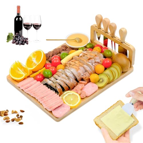 Bamboo Charcuterie Boards Cheese Board Knife Set14‘’x11‘’