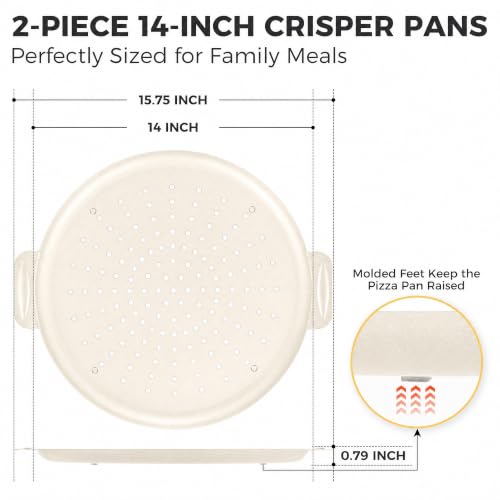 Non Stick Carbon Steel Pizza Pan Set of 2 with Holes Grey