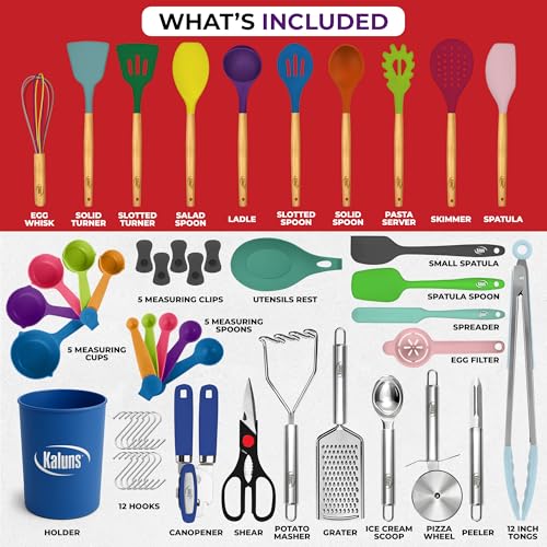 50 PCS Silicone Kitchen Utensils Set Complete Kitchen Set (Multicolor)