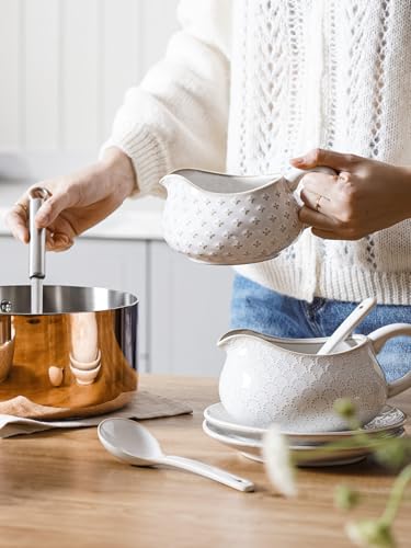 Gravy Boat with Ladle and Saucer Stand 24oz (24 Ounces)