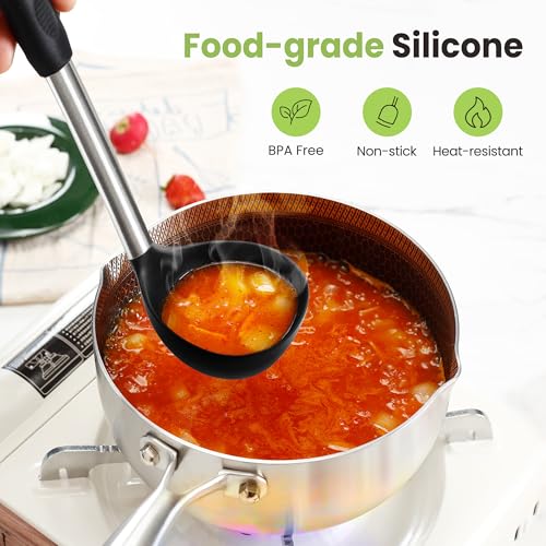 35 Pcs BPA Free Silicone Kitchen Utensils Set Stainless Steel Handles (Black)