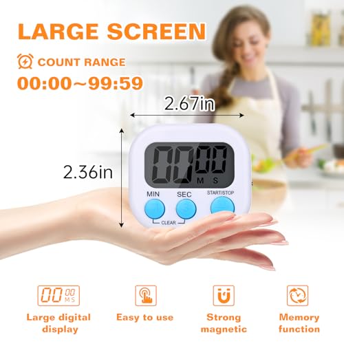 12 Pack Digital Kitchen Timers (6 Colors / 12 Pack)