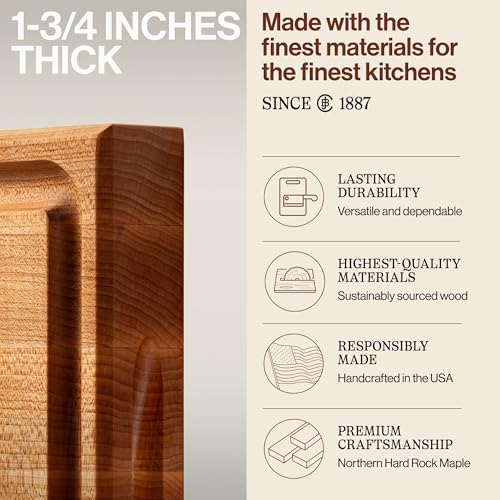 Block CB1052 1M1212175 Maple Wood Square Cutting Board with Juice Groove (Medium Brown / 12"L x 12"W)