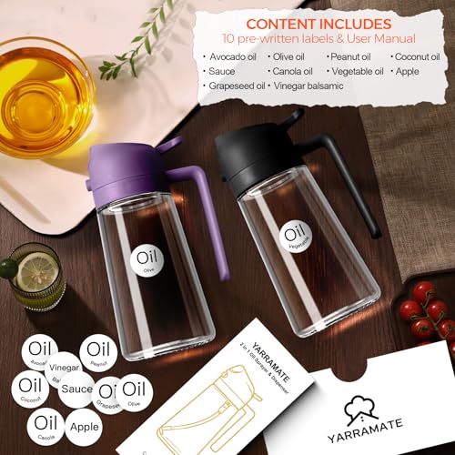 16 oz 2-in-1 Glass Olive Oil Sprayer for Cooking, Purple (1Pc Purple)