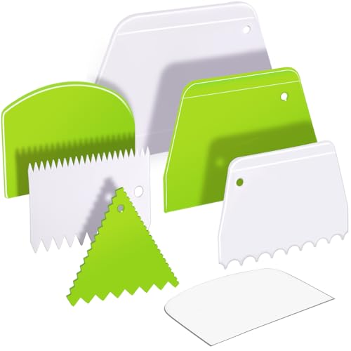 7 Pcs Dough Scraper Bowl Scraper Cutters Cake Icing Scraper Smoother Tool Set