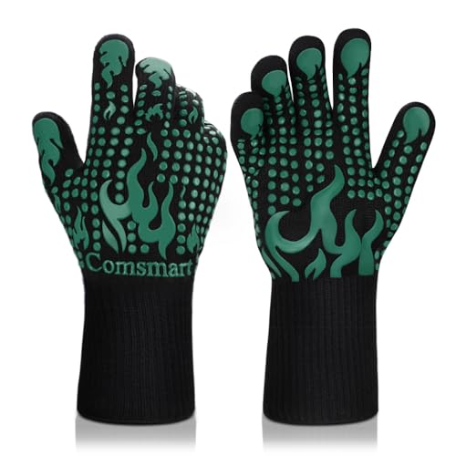 BBQ Gloves 1472°F Heat Resistant Grilling Gloves Silicone Non