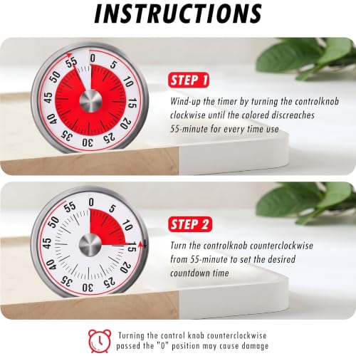 Visual Kitchen Timer for Cooking and Kids with Loud Alarm