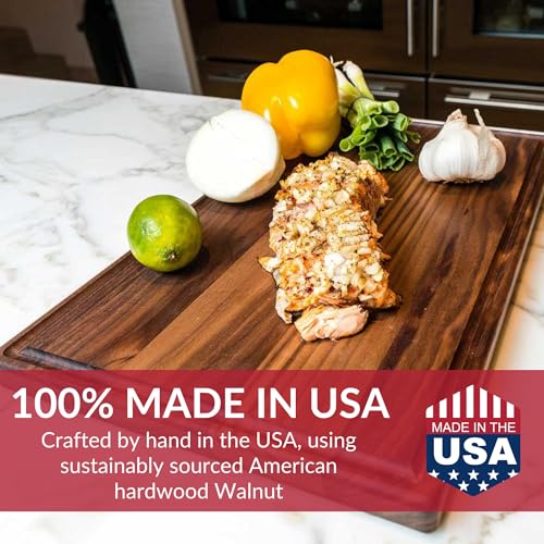 Made in USA Extra Large Walnut Wood Cutting Board (18"L x 24"W)