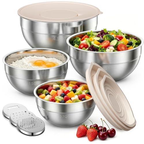 Stainless Steel Mixing Bowls with Lids Set (4 Pack)