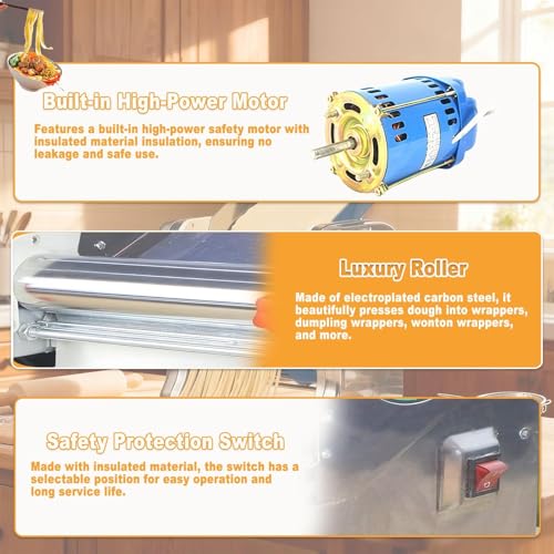 Electric Automatic Pasta Maker Noodle Machine for Home and Restaurant Use (2/6mm flat knife)