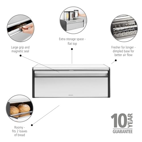 Rectangular Fall Front Bread Box (Matt Steel)