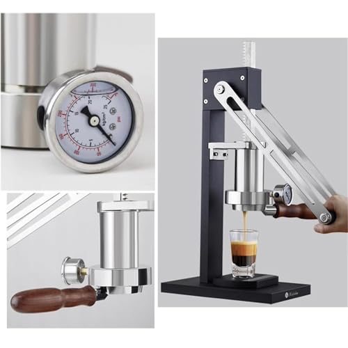 Manual Espresso Coffee Maker with Pressure Gauge and Preheat Function (Black)