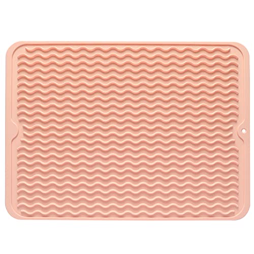 Silicone Dish Drying Mat (Pink / 16"L x 12"W)