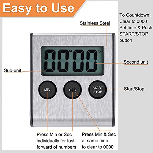 4 Pack Digital Kitchen Timer Magnet (4 Pack)