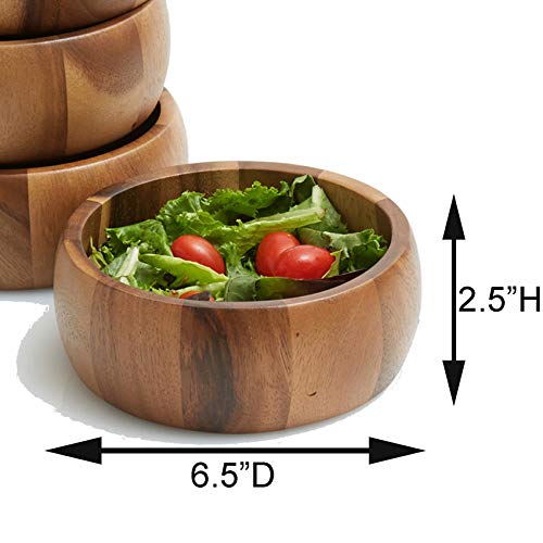 Woodard & Charles Set of 4 Acacia Wood Ind. Salad & Snack Serving Bowls