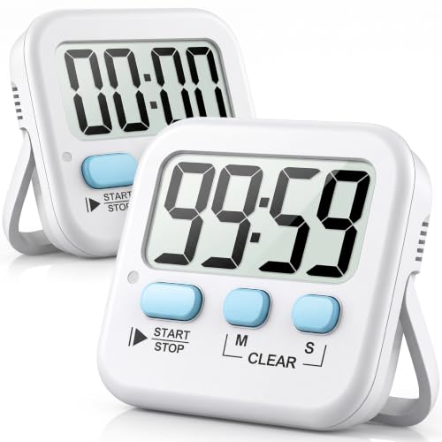 2 Pack Digital Timer for Kids Classroom Kitchen Timers for Cooking (2 * Classic White ( 97%+choice ))