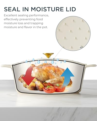 Enameled Cast Iron Dutch Oven (Cooking Pot / Cream white / 9.3QT)