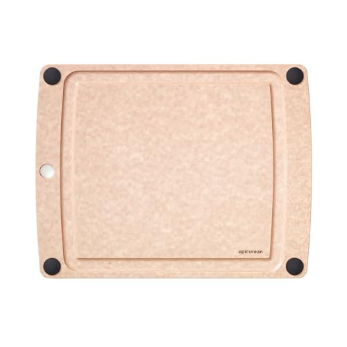 All-In-One Cutting Board with Non-Slip Feet and Juice Groove, 14.5" × 11.25", Natural/Black (14.5"L x 11.3"W / Natural/Black)