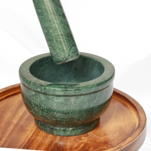 Marble Granite Mortar and Pestle Set (Kundi Green Marble / 5 Inch)