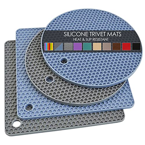 Silicone Trivet Mats Microwave Mat Pot Holders for Hot Pan and Pot Pads. Heat Resistant Counter Mats for Tables