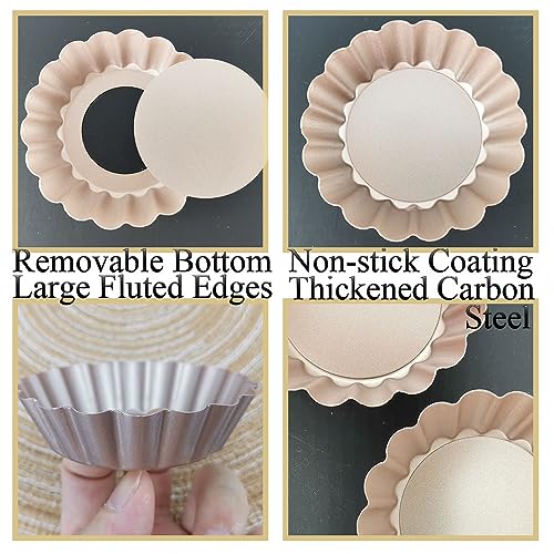 8 Pack Mini Tart Pans 4 Inch with Removable Bottom Round Nonstick Quiche Pan