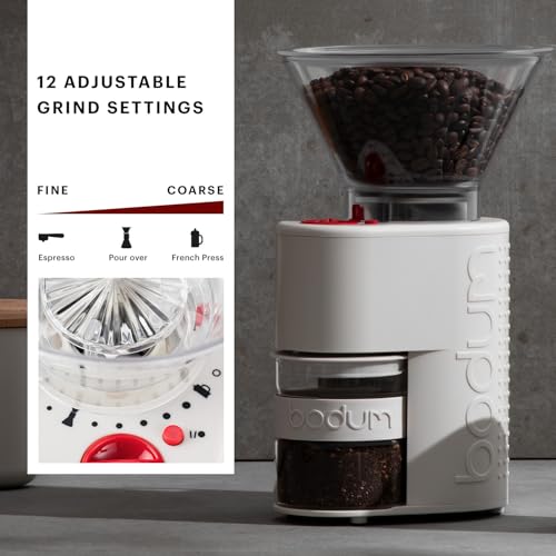 Bistro Electric Conical Burr Coffee Grinder (7.75 oz / White)