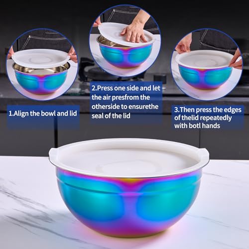 Colorful Mixing Bowls with Airtight Lids (Colorful / 7 Pieces)