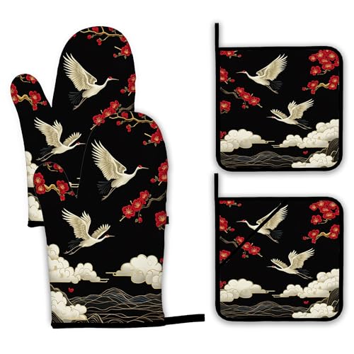 Colorful Rooster Oven Mitts and Pot Holders