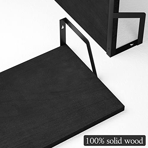 Floating Shelves Wall Mounted Set of 2 Rustic Wood Shelves with Large Capacity